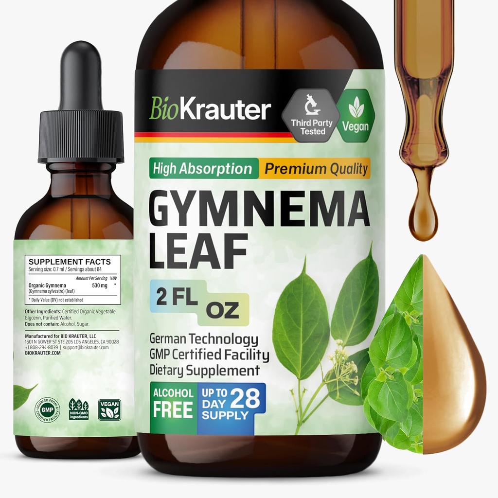 BIO KRAUTER Gymnema Sylvestre エキス ドロップ - アルコールと砂糖 無料 - ビーガン Gymnema リーフ エキス 2 Fl.Oz.