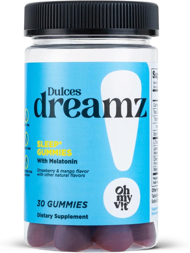 私のビット! Dulces Dreamz 2 mg Melatonin Gummies to Support Normal Sleep with L-Theanine, and Lemon Balm, 大人のためのフルーツ味, 30 カウント