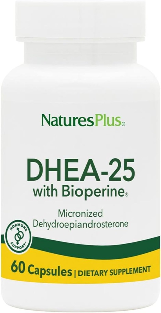 Natures Plus DHEA-25 with Bioperine - 60カプセル - グルテンフリー - 60のサービング