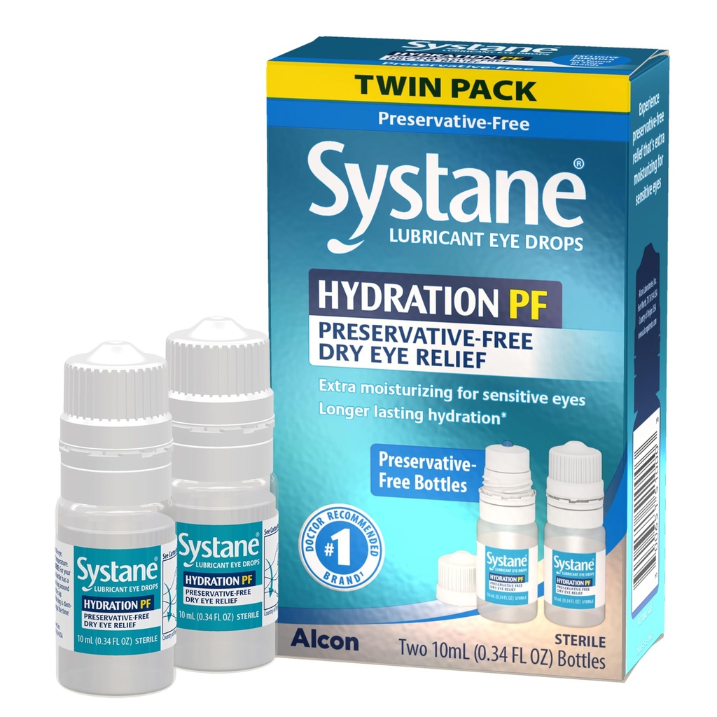 Systane の水和の複数の線量の防腐剤なしの目の低下の乾燥した目の救助のツイン パック (2x10ml)