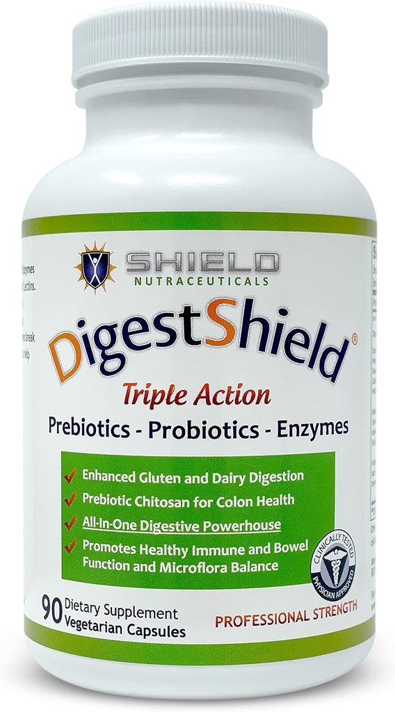 DigestShield® プロバイオティック&プレバイオティックサプリメント+消化酵素、Bloat、安全なダイジェスト酪農場、グルテン、加工食品をビート、チトサン、90メートルの供給で脂肪吸収を削減