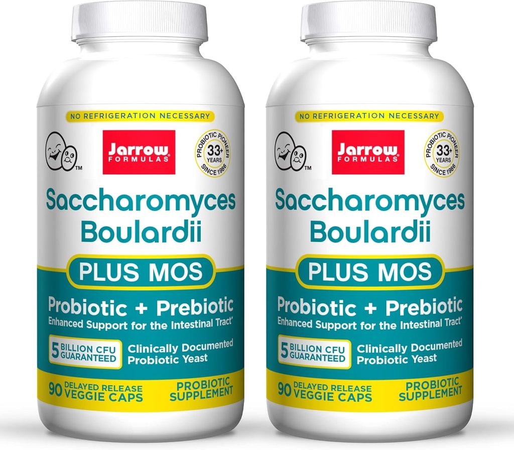 JarrowフォーミュラSaccharomyces Boulardii + MOS - サービングあたりの5億バイブル組織 - 90遅延リリースベジギーキャップ、2パック - Probiotic +プレバイオティック - 腸トラクトサポート - 最大180のサービング