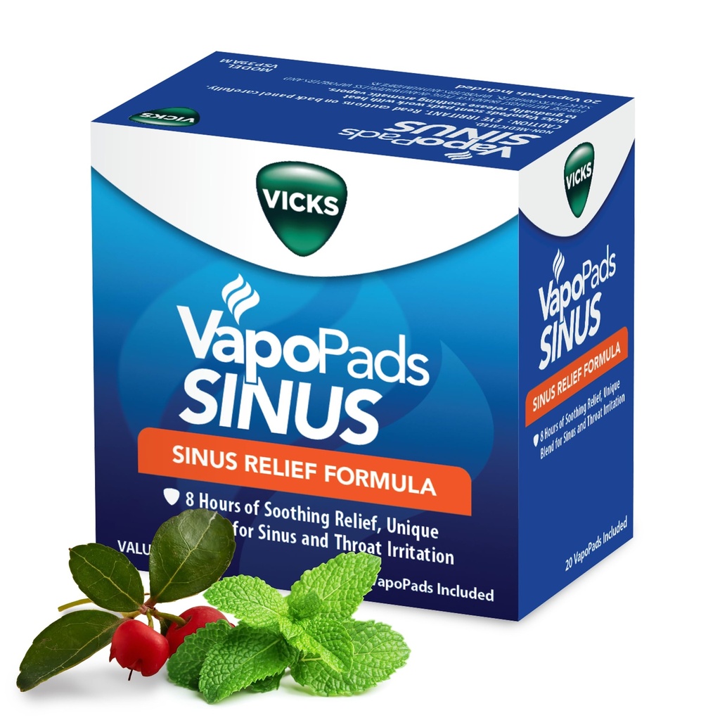 ヴィックスVapoPadsのSinusの救助の方式-VaporのパッドはVicksの加湿器および蒸気の吸入器、Sinusの混雑および喉の刺激、20パック、箱色5月のVaryのために補充します