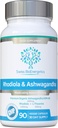 Rhodiola & Ashwagandha with L-Theanine - Award Winning Ashwagandha KSM-66 600mg & 1500mg Rhodiola (3% Rosavins - 1% Salidrosides) whole root equivalent- adaptogen combo- No artificial fillers
