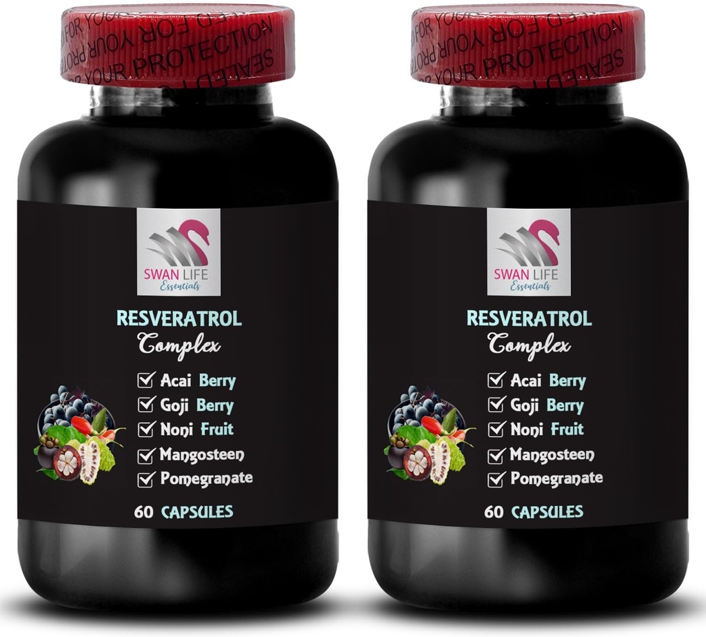 Pomegranate Boost - RESVERATROL COMPLEX - Berry Benefits, Antioxidant Shield, Energizing Support, Hydration Balance, Acai Berry Energy, Daily Energy, Flavorful Blend, Whole 2 Bottles 120 Capsules