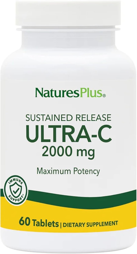 NaturesPlus Ultra-C 2000mg - 60錠 - ローズヒップとビタミンC - 免疫&抗酸化サポート - ベジタリアン、グルテンフリー - 60のサービング