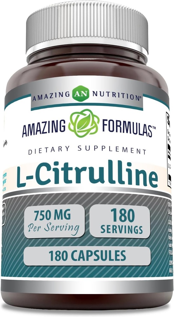 アメイジングフォーミュラ L-Citrulline サプリメント | 750 Mg / サービング | 180 カプセル | ノンGMO | グルテンフリー | アメリカ製