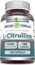 アメイジングフォーミュラ L-Citrulline サプリメント | 750 Mg / サービング | 180 カプセル | ノンGMO | グルテンフリー | アメリカ製