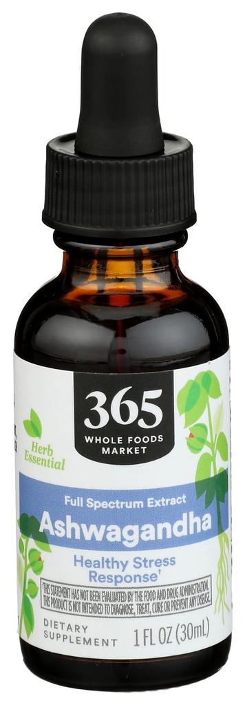 全食糧市場、Ashwagandhaのフル スペクトラムのエキス、健康なストレスの応答、1 Fl Ozによる365