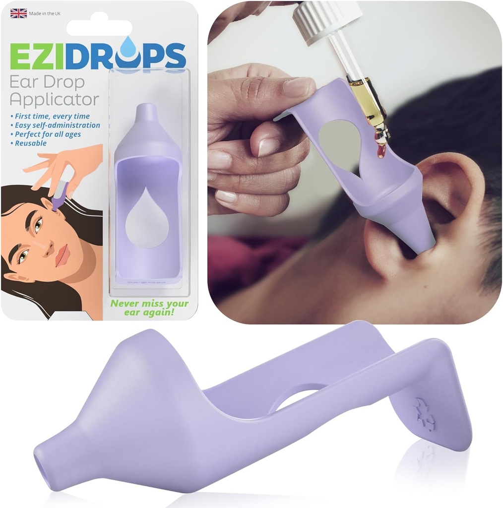 Ear Drop Applicator Aid – Precise & Easy Application for Ear Drops – Fits Most Standard Ear Drop Bottles Including Droppers – Portable, Reusable Ear Cleaning & Medication Tool