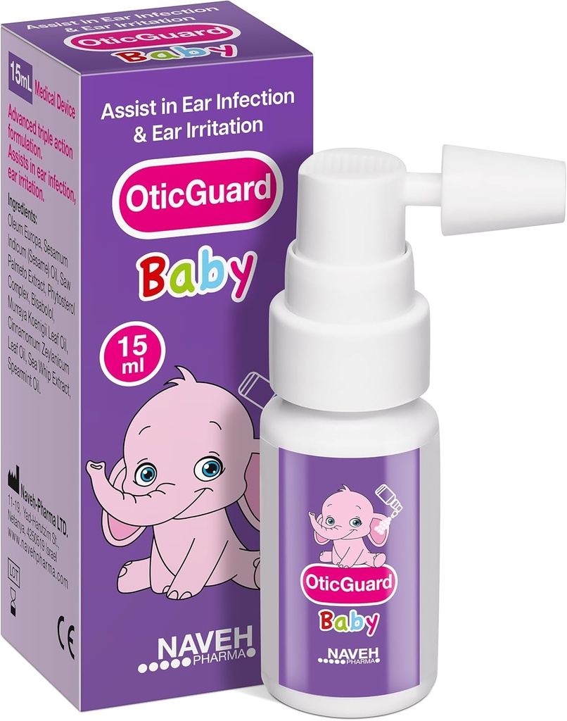 NAVEH PHARMA Otic Guard Baby Ear Drops - 耳のワックス除去と感染の救済のための天然耳油 - 赤ちゃん、トドル、子供のための穏やかな耳クリーナー - かゆみの耳&スイマーの耳