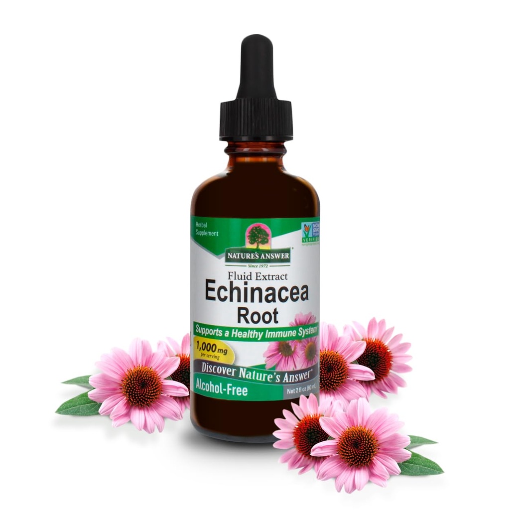 Nature's Answer Echinacea Extract | ヘルシーな免疫システムをサポート | ヴィーガン, グルテンフリー, アルコールフリー, 非GMO&コーシャ認定 | 2oz
