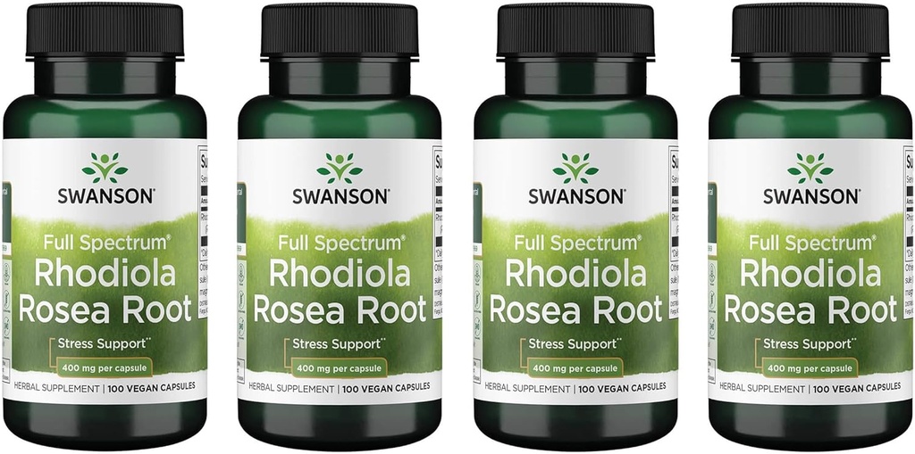 Swanson Rhodiola Rosea Root - 気分バランス&ストレスサポートを促進する適応性ハーブサプリメント - エネルギーサポートのための自然な式 - (100カプセル、400mg各) (4パック)