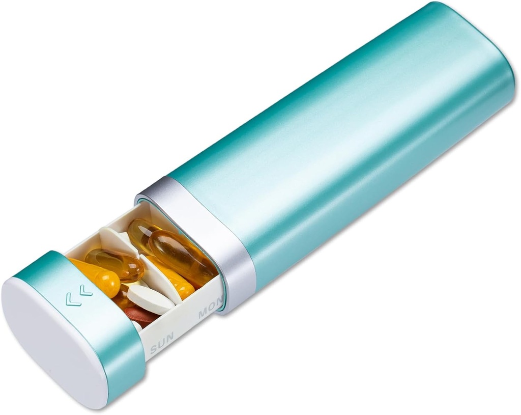 Betifeトラベルピルオーガナイザーウィークリー7日、コンパクトデイリーピルボックス、ポータブル医薬品ケース、ビタミンサプリメントのためのかわいいピルホルダー、ドローワーシェイプピルオーガナイザー(グリーン)