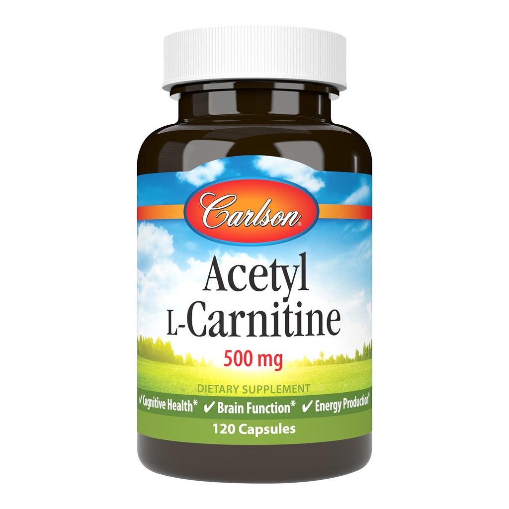 カールソン - アセチルL-カルニチン、500 mg、認知健康、脳機能&エネルギー生産、120カプセル