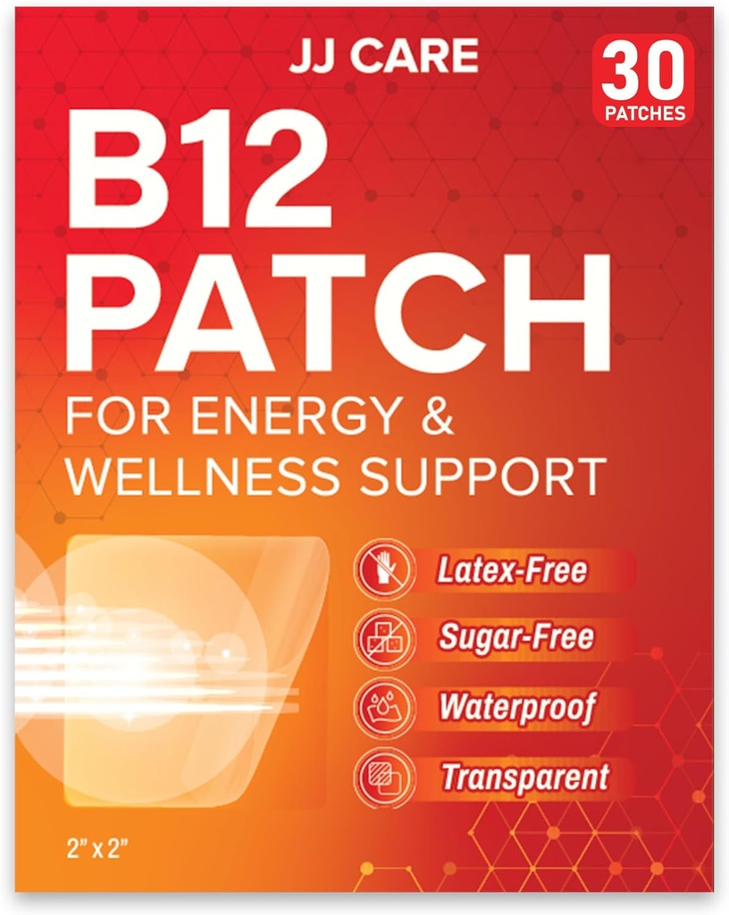 JJはB12パッチ(30のパック)、自己接着性の自然なブレンドの代表的な毎日のB12エネルギー パッチ、1か月の供給を扱います