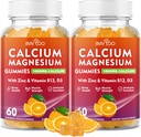 2 Pack Calcium Gummies 1000mg with Vitamin D3 K2 & B Complex, Potassium, Calcium Magnesium Zinc Gummies for Bone, Muscle, Mood and Immunity - Orange Flavor 120 Gummies