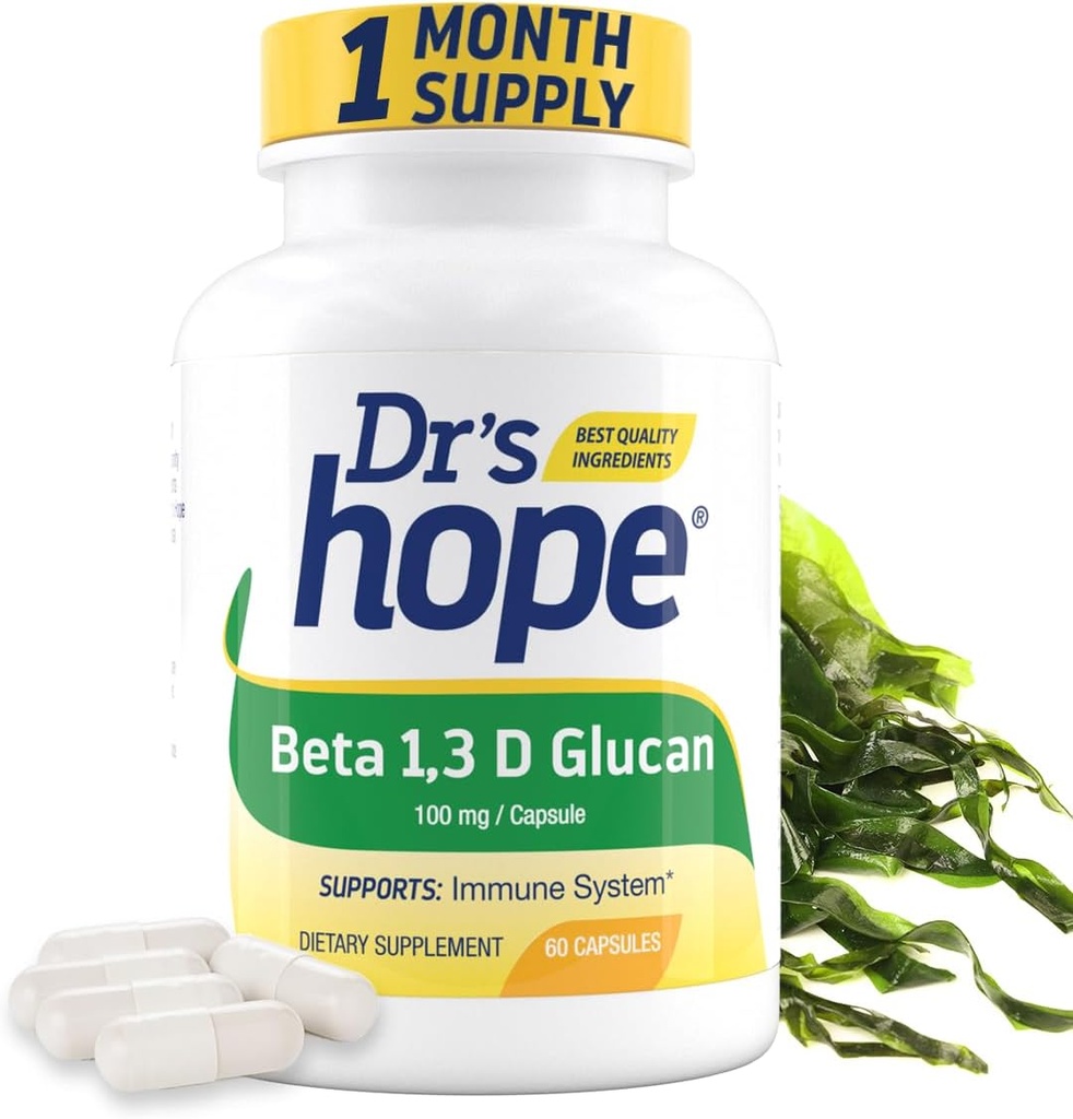 Beta 1,3Dグルカン200mg 60ベジギーカプセル - 免疫ウェルビーイング用 - クリーンフォーミュラサプリメント - 2カプセル/日、1 - 1ヶ月の供給 - 米国製