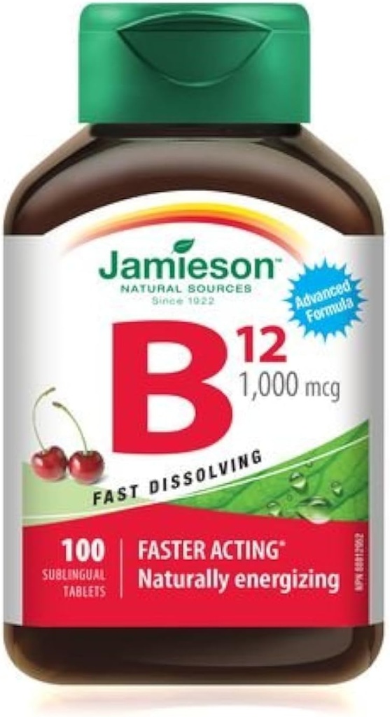 JamiesonのビタミンB12のMethylcobalaminの速い分解のSublingualタブレット、1,000のmcg、100のsublingualタブレット