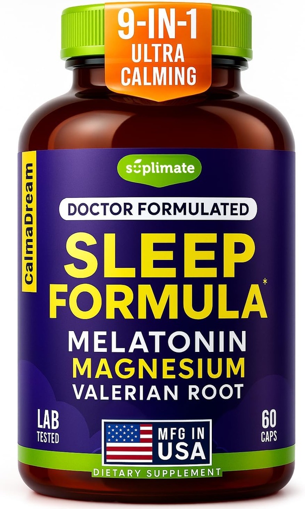大人のための9-in-1 Melatoninの睡眠援助 - 米国は、睡眠のためのMelatonin 5mgおよび108mgのマグネシウムとテストされる実験室- TRAACS、Ashwagandha、Valeianの根、GABA、5HTPの草の睡眠の補足、Vegan、60の帽子--------------------------------------------------------------------------------------------------------------------------------------------------------------------------------------------