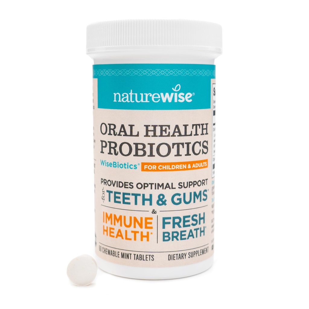 NatureWise Mouth Bad Breath - Chewable Sugar-Free Mint - Lactobacillus reuteri Chewable - 子供のための経口プロバイオティクス - 非GMO米国製造 - 60カウント[60日の供給]