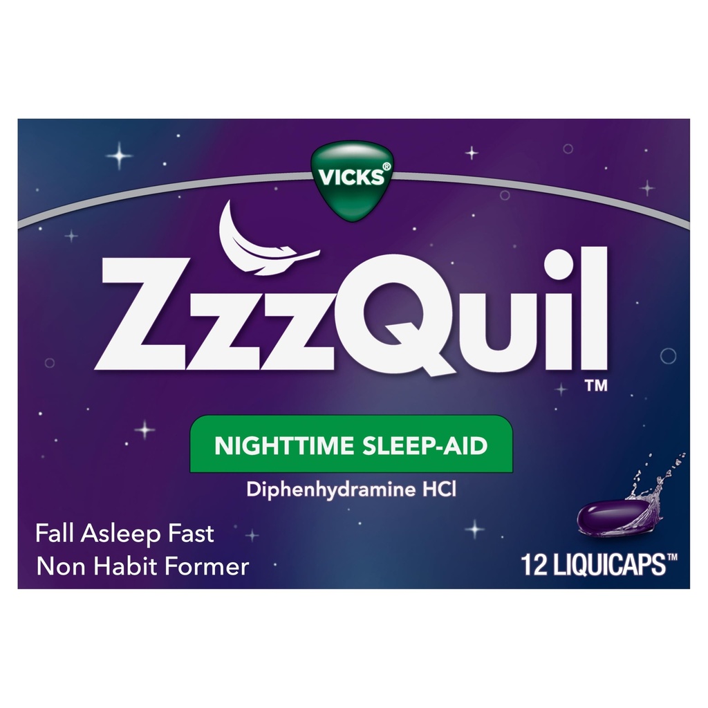 ZzzQuil、夜間睡眠の援助のLiquiCaps、25のmg Diphenhydramine HCl、No.1睡眠援助のブランド、非習慣の形成、落下睡眠の速い、12