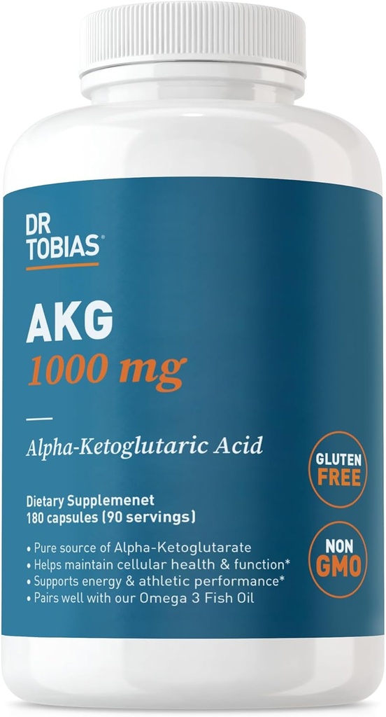 Dr. Tobias AKGサプリメント1000mg/サービング、BioavailableアルファKetoglutaric酸、セルラーエネルギーと硝子酸化物フロー、ビーガン、グルテンフリー、非GMO、180カプセル、90サービングをサポート