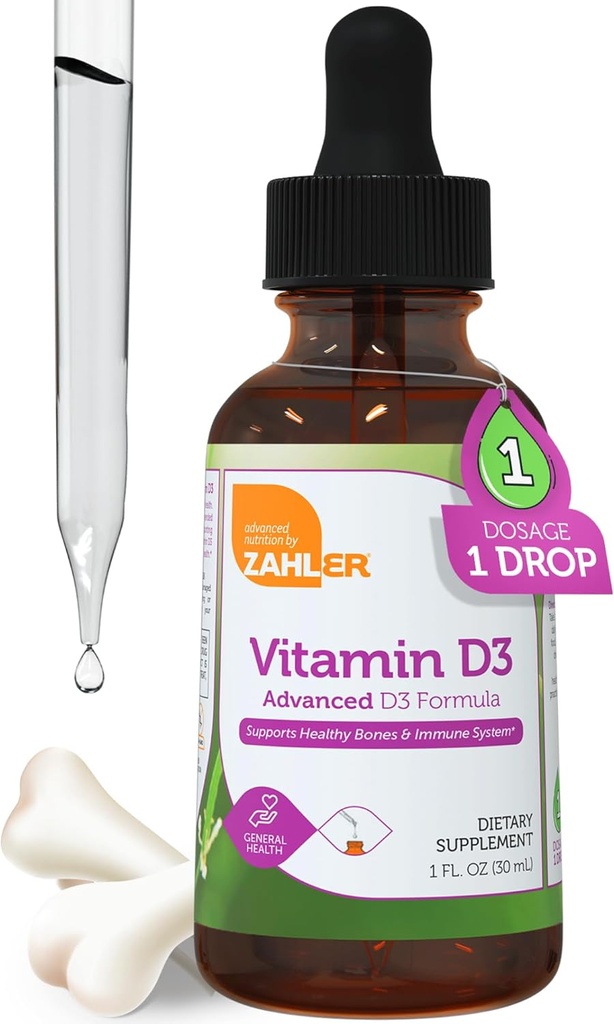 Zahler Liquid Vitamin D3 5000 IU - for Adults Bone & Immune Health - Vitamin D3 Supplements for Women & Men (1 fl oz)
