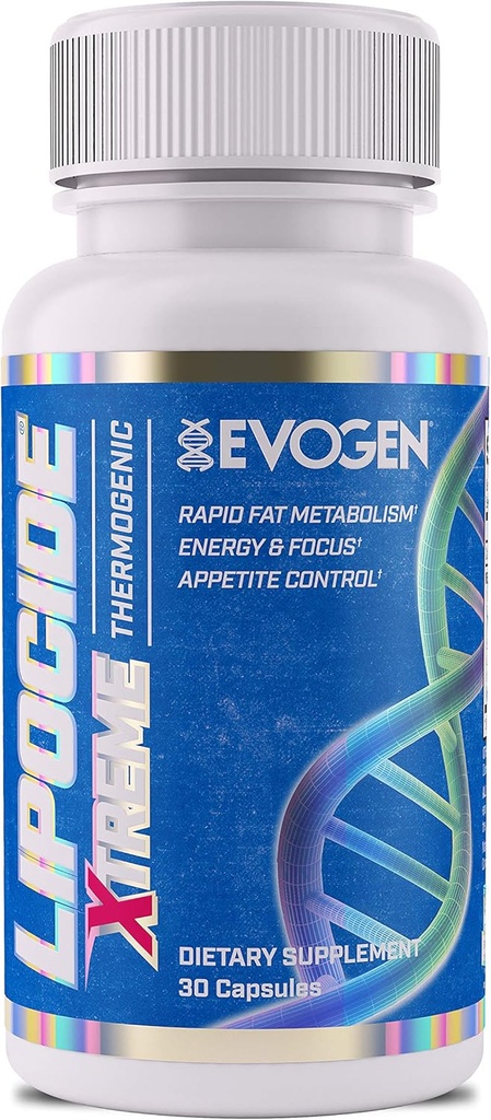Evogen Nutrition Lipocide Xtreme | 最大強度シングルカプセルエクストリーム脂肪バーナー、Dynamine、Capsimax、Bioperine | 30カプセル