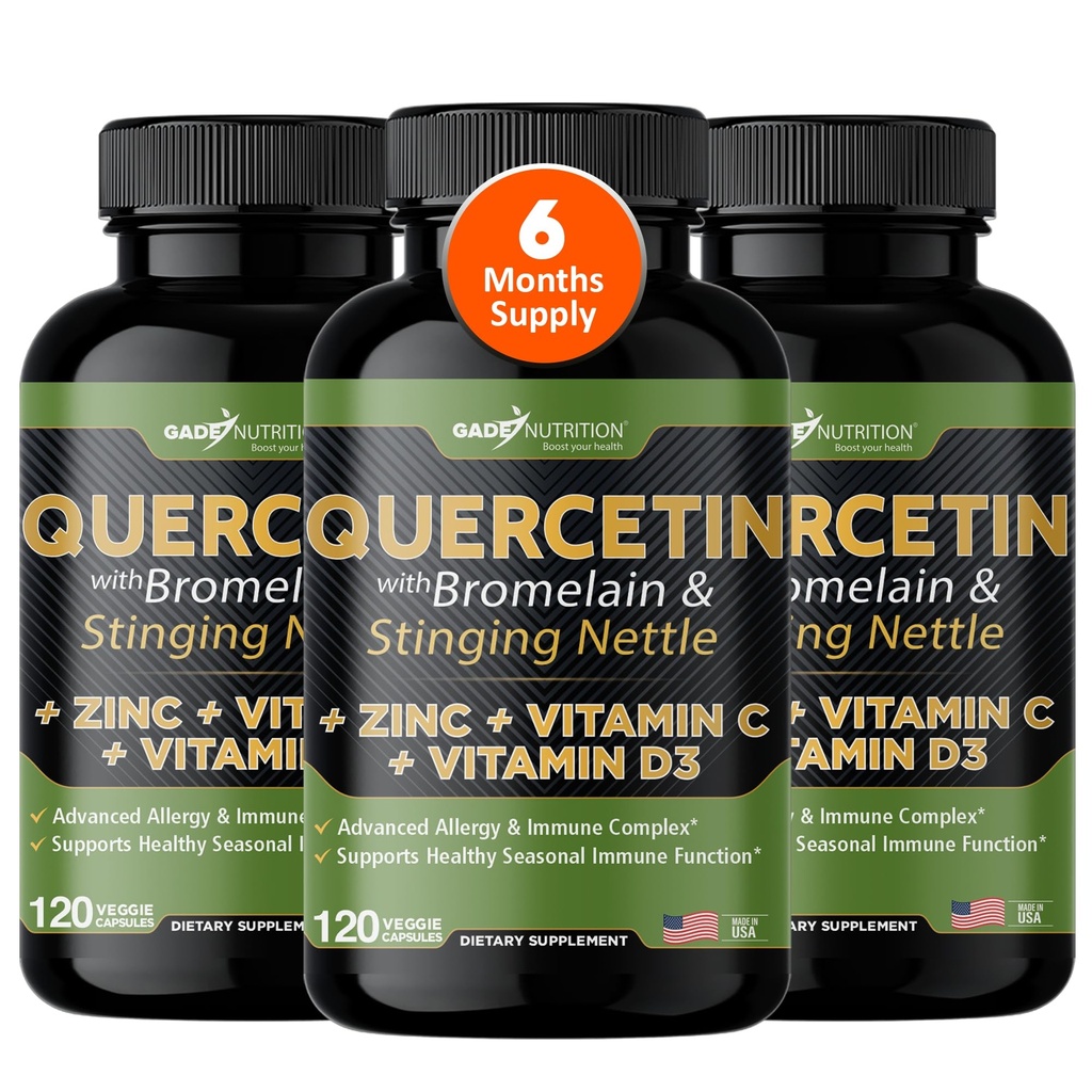 ビタミンC、亜鉛&ストッキングイラクサ - イラクサ - クエルセチン500mg - クロメランとケルセチン - 亜鉛ケルセチン+ビタミンD3-360ベジギーキャップ - 6ヶ月の供給