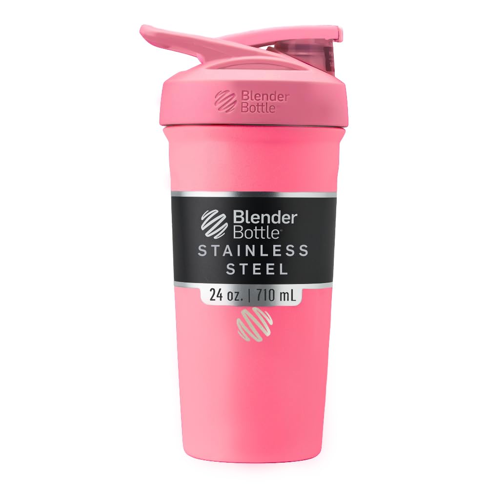 BlenderBottleのスポーツはワイヤー ウィスク、24-Ounce、ピンクが付いているステンレス鋼のシェーカーのびんを-運動選手のための蛋白質の揺れ及び水和し及び適性のenthusiasts、容易な混合は、飲み物を風邪、ロックできるふた保ちます