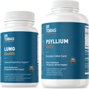 Dr. Tobias Lung Health & Psyllium Daily Supplements、Lung Cleanse & Detox Formula、Psyllium Husk、ビタミンC、Butterbur、Quercetin、Daily Fiber、Lung Supplementと健康な腸の動きをサポート