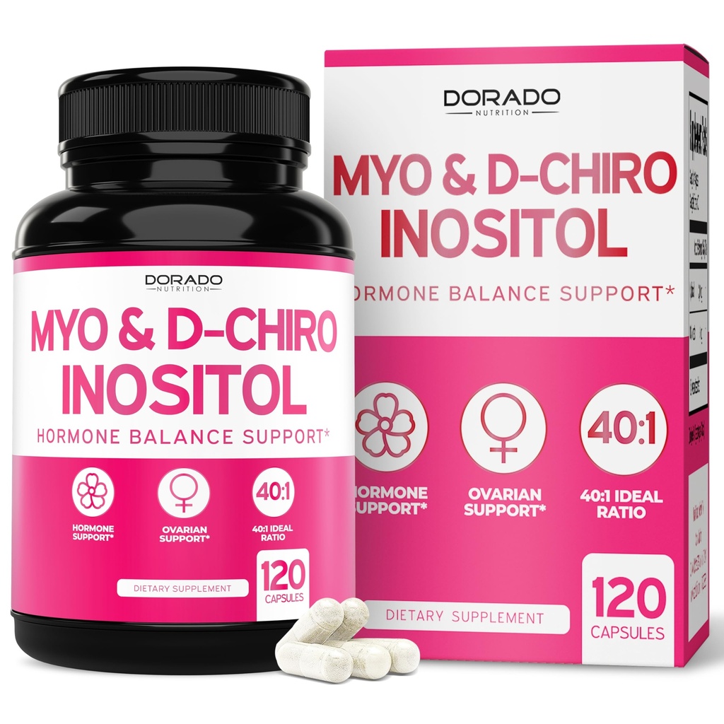 女性のためのMyo-Inositol&D-Chiroイノシトールサプリメント(120カプセル、理想的な40:1の比率のミオイノシトール)女性のためのホルモンバランス - サードパーティテスト、ビーガンセーフ&米国 - 120カウント