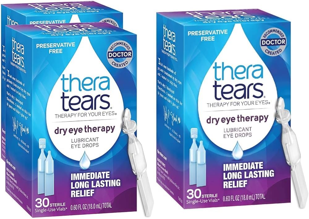 TheraTears Dry Eye Therapy Eye Drops Preservative Free 30 Vials 2 Pack Dry Eye Therapy Lubricating Eye Drops Preservative Free 30 Single-Use Vials