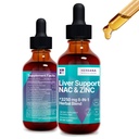 肝臓サポート&NAC、亜鉛 - 2 fl oz 液体ドロップ 牛乳アザミ、タンポジオンルート、シック、ターメリック、ビートルート、チャンカパイドラ - 肝臓クレンジング&デトックスサプリメント