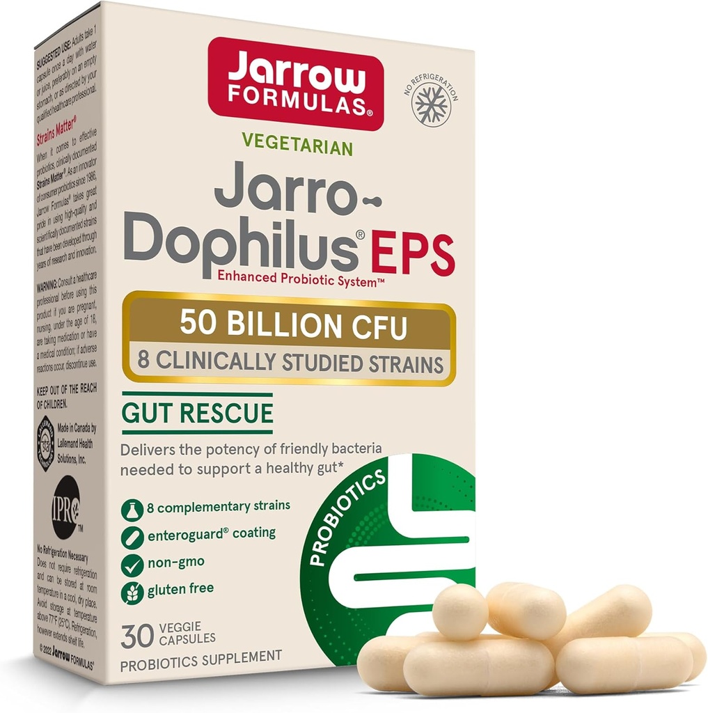 ジャロー式ジャロ-Dophilus EPS - サービングごとの50億組織 - 30 Entericコーティングされたベジギーキャップ - マルチストレーナープロバイオティクス - 腸&免疫健康 - まで 30 便益