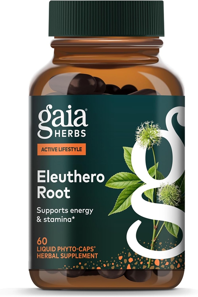 Gaia Herbs Eleuthero Root - エネルギー, スタミナ & メンタル耐久サポート - Eleuthero Root (シベリアGinseng) アダプトゲンハーブサプリメント - 60 ビーガン液体フィトカプセル(30日供給)