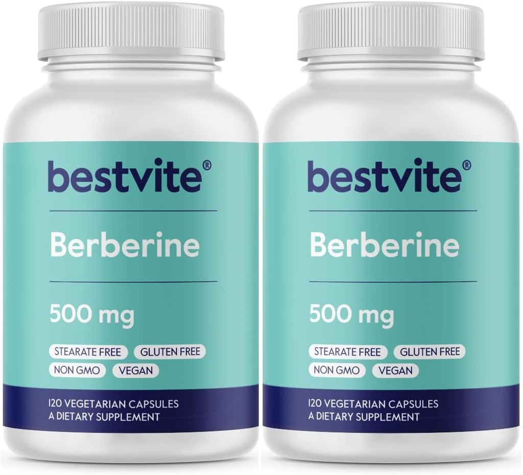Berberine 500mg (240 ベジタリアンカプセル) (2-パック) - フィラーなし - ない Stearates - No Flow Agents - ビーガン - グルテンフリーグルテンフリーGMO