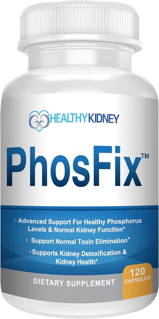 PhosFix 120 Pills Phosphorus Binder with Chitosan for Supporting Normal Phosphorus Levels and Kidney Health. Renal Supplement Optimal Health