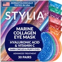 Stylia Collagen & Vitamin C Under Eye Patches for Puffy Eyes & Dark Circles - Depuffing, Hydrating & Firming Under Eye Mask with Hyaluronic Acid - Vegan, Cruelty-Free Skincare (30 Pairs)