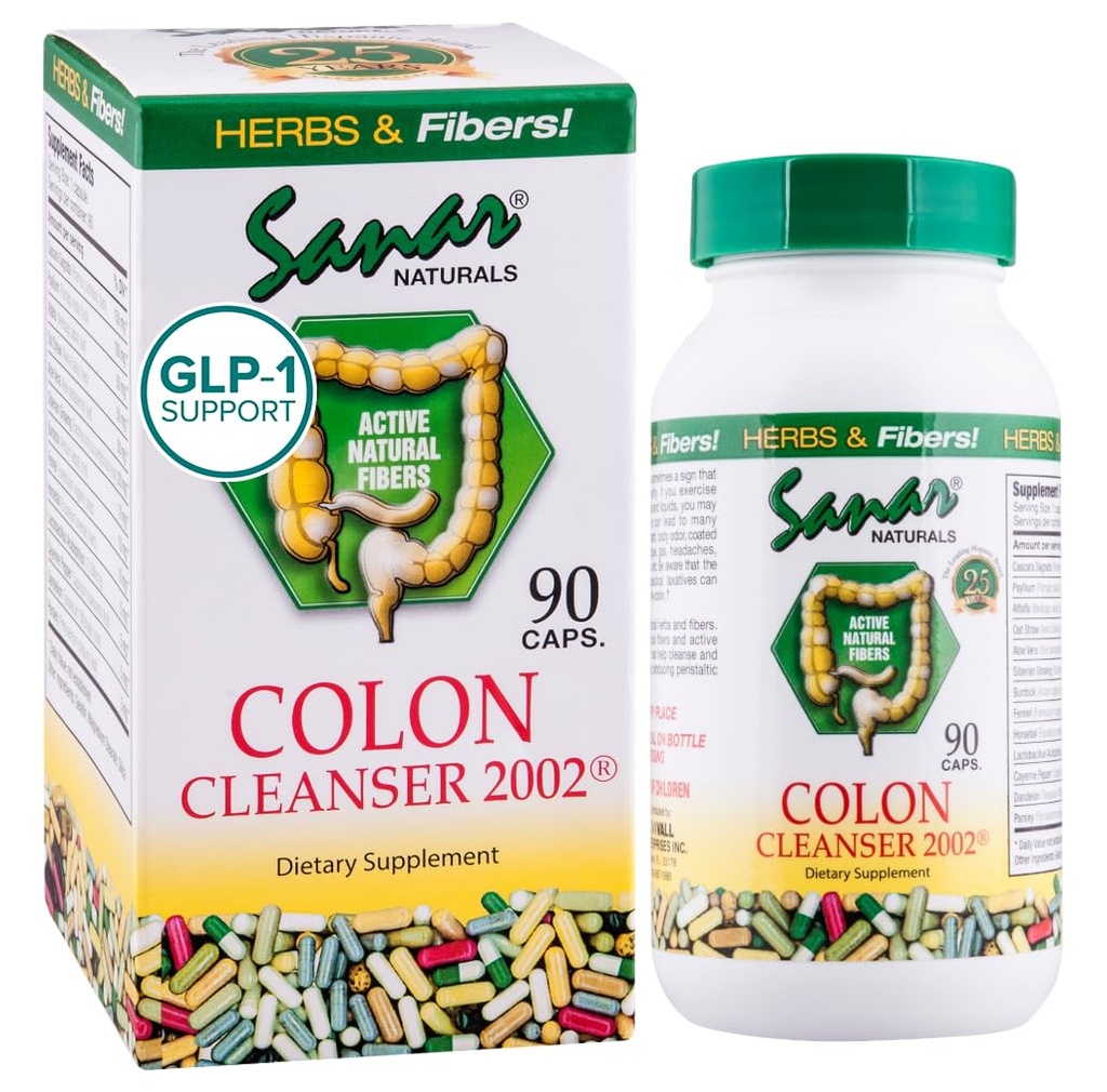 Sanar Naturals コロンクレンザー | GLP-1 サポート | 女性と男性のための重量管理デトックス | 消化管支柱付き腸の健康クレンジング繊維の補足 | 非GMO、90カプセル