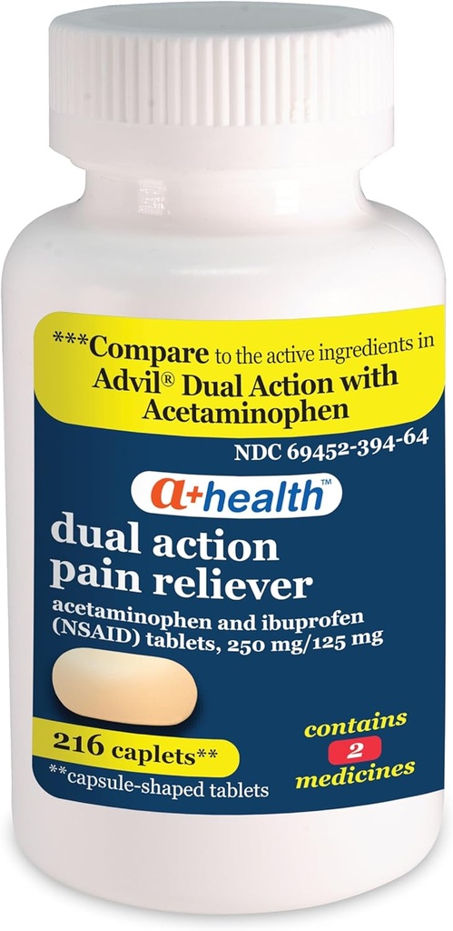 A+Health の二重行為のアセトアミノフェン 250 の mg および Ibuprofen (NSAID) 125mg の痛みのレバーの小冊子、216 の計算