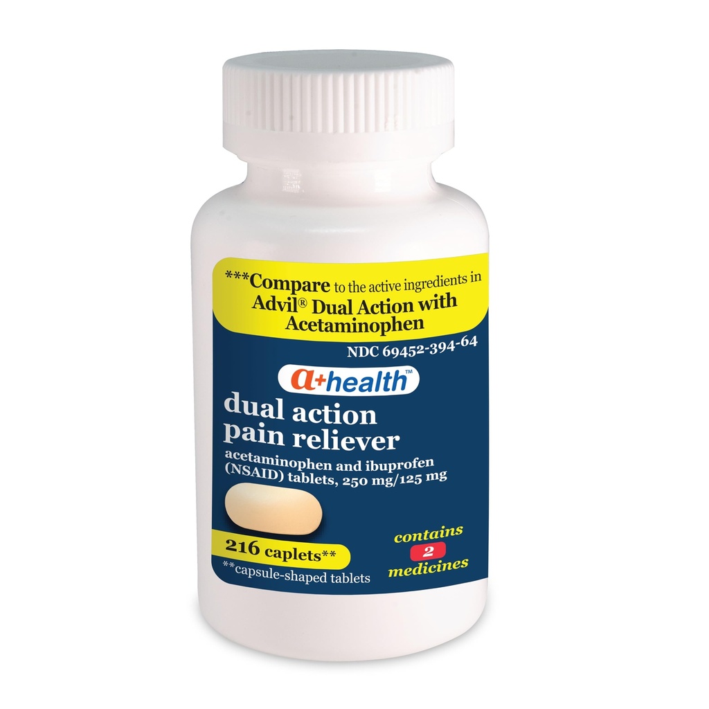 A+Health の二重行為のアセトアミノフェン 250 の mg および Ibuprofen (NSAID) 125mg の痛みのレバーの小冊子、216 の計算