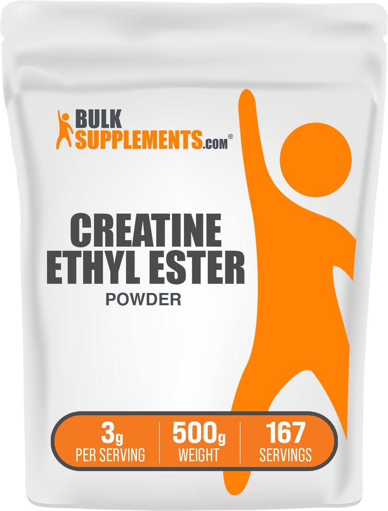 BulkSupplements.comクレアチンエチルエステルHClパウダー - クレアチンサプリメント、クレアチンエチルエステルパウダー - アンフレーバー&グルテンフリー、サービングあたり3g、500g(1.1ポンド)(パッケージ1)