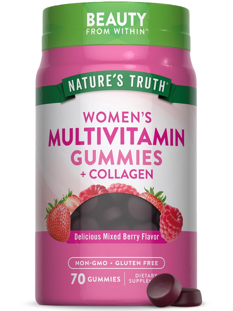 Nature's Truth Womens Multivitamin Gummies Plus Collagen & Biotin | 70 カウント | 非GMO&グルテンフリーサプリメント
