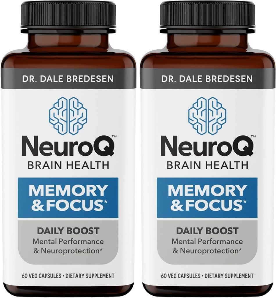NeuroQ メモリ & フォーカス - 認知性能と脳機能を強化 - Dale Bredesen による神経保護式 - Gotu Kola Ginkgo Phosphatidylserine & Propolis - 60 カプセル (パッケージ 2)