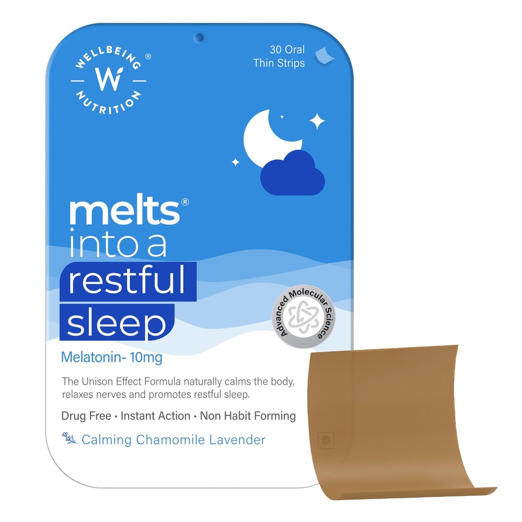 健康な栄養の溶解の残り十分な睡眠の援助 | 植物ベースのメラトニン 10mg より良いシャンクマイル、タガラ、L-テアニンと眠る | 非依存症の睡眠援助、安全、自然、30 経口ストリップ
