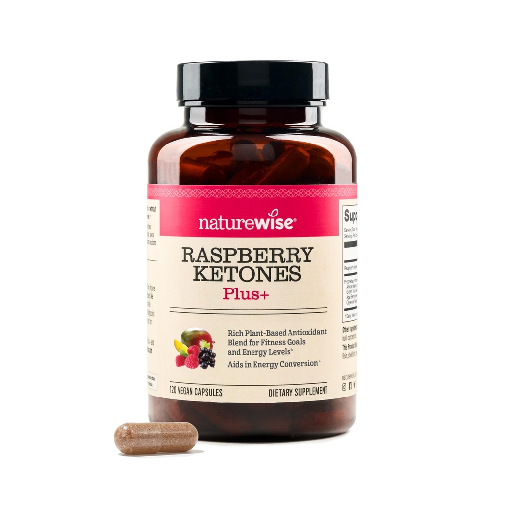 NatureWise Raspberry Ketones Plus - w / Green Tea Extract、Cayenne Pepper、およびAcai Berry - 抗酸化健康、エネルギーレベル、体重目標をサポート - ビーガン&グルテンフリー - 120カプセル[120日の供給]