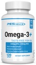 PEScience Omega-3+、440mg EPAおよび240mg DHAの魚油の補足、小さいサイズのSoftgel、味無し、60のサービングを飲みやすい