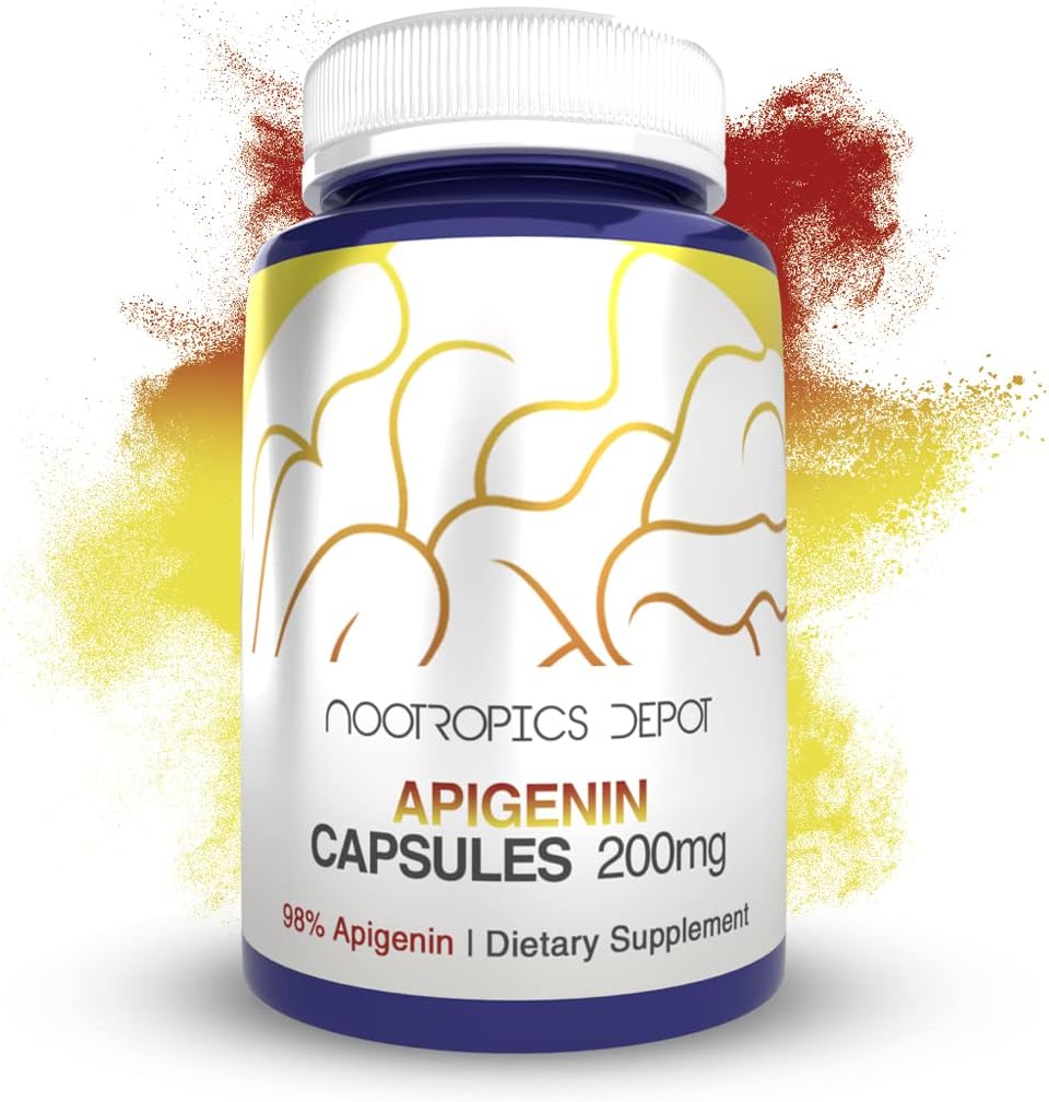 Nootropics Depot Apigenin Capsules | 200mg | 120 Count | >98% Apigenin | Supports Healthy Stress Levels